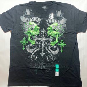 New Men's Short Sleeve T-Shirt "Green Skulls", Black/Green, 100% Cotton Size: XL